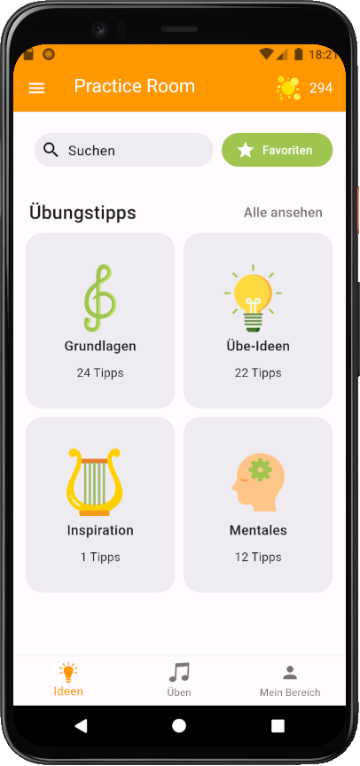 App Screenshot Übe-Tipps